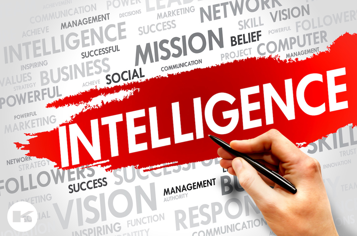 Intelligence word cloud, business concept