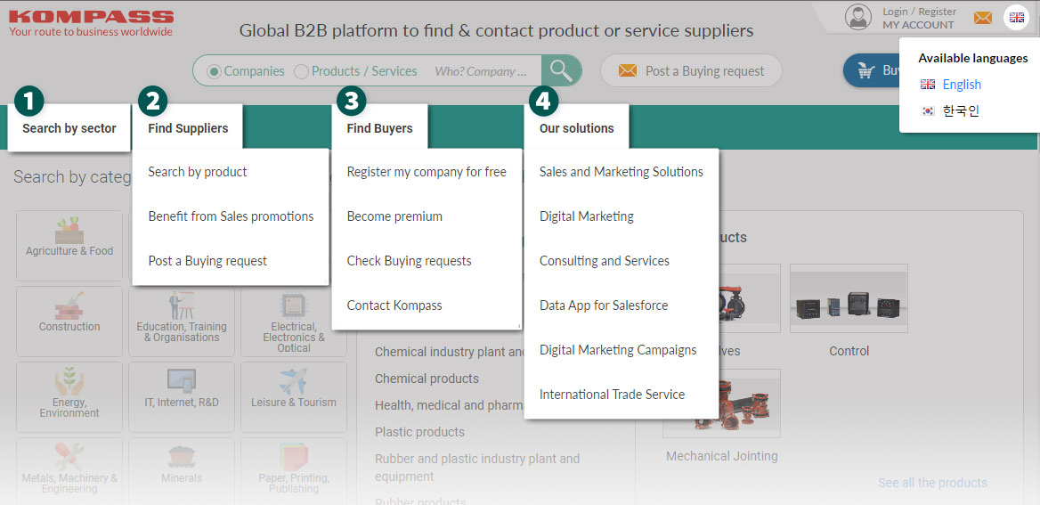 Kompass 검색 활용 en