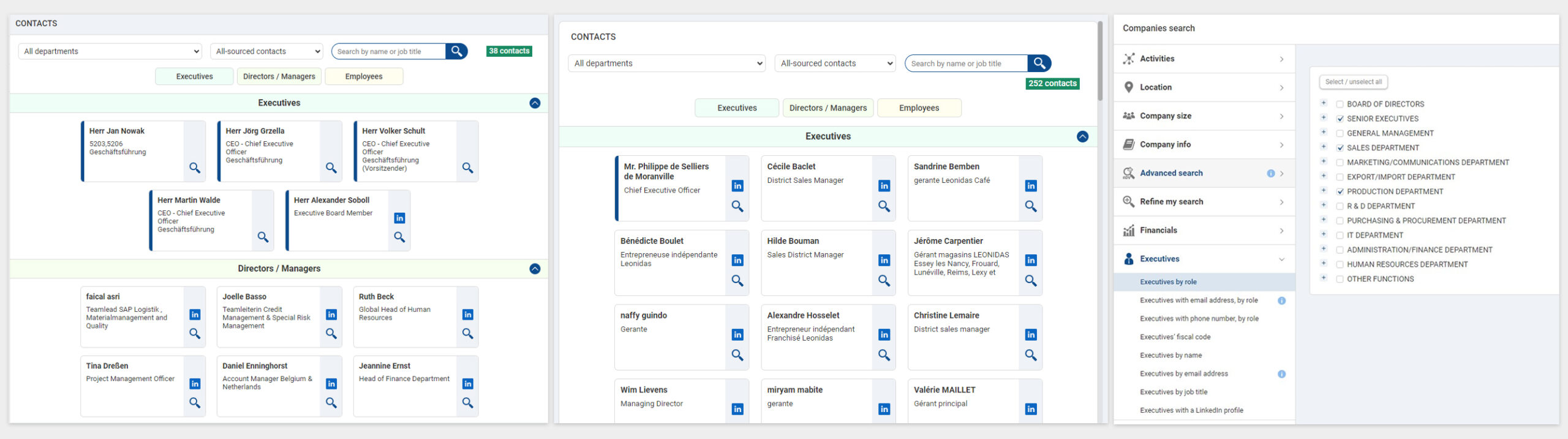 Linkedin 조직도 및 contact