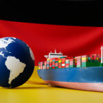 Import and export cargo ships and germany's economic background.